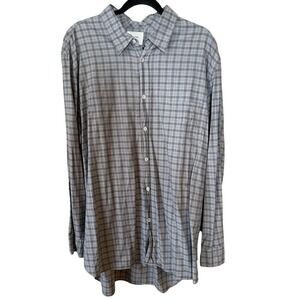 Men's Billy Reid Gray Plaid XXL Cotton Button Down Shirt Long Sleeve Casual